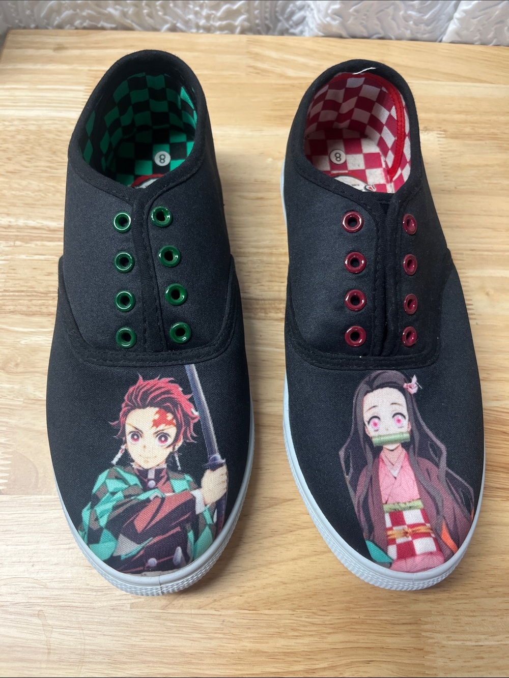 Ground Up Demon Slayer Tanjiro & Nezuko Canvas Sneakers Size 8 NEW